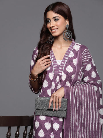 Varanga Women Floral Printed Straight Kurta With Tonal Printed Bottom And Dupatta